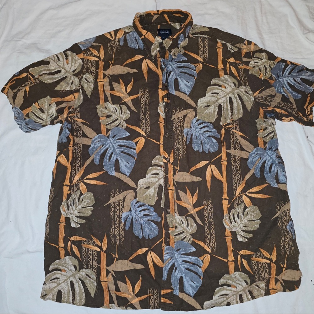 Harbor Bay Multicolor Leaf Print Casual Shirt